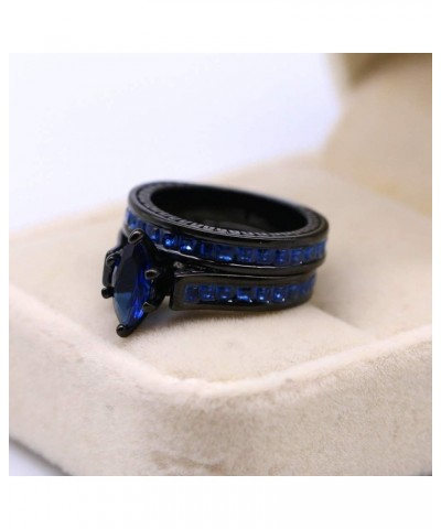 Black Gold Plated Womens Wedding Ring Sets Bridal Sets Princess cut Red Cz Engagement Ring Wedding Bands Blue3 8 $11.87 Sets