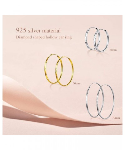 Sterling Silver Hoop Earrings, Hypoallergenic Polished Endless Circle Hoops 18K Gold Jewelry Gifts for Women Girls 20mm/30mm/...