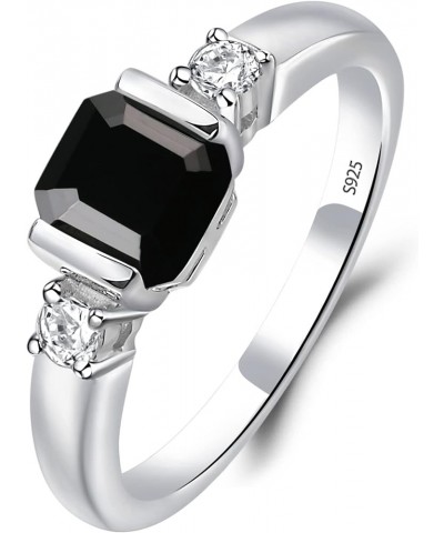 6X6 MM Asscher Cut Gemstone S925 Sterling Silver Simple Engagement Ring for Women Black Spinel $36.40 Rings