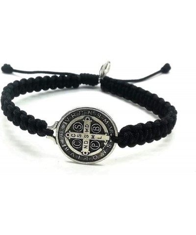 St Benedict Medallion Bracelet Catholic Saint Medal San Benito Blessing Exorcism Protection Jewelry Gift Black $14.05 Bracelets