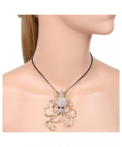 Austrian Crystal Lovely Paul Octopus Crown Pendant Necklace Iridescent Clear AB Gold-Tone $12.60 Necklaces