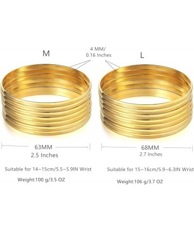 18K Gold Plated Bangle Bracelet Minimalist Stackable Thin Stainless Steel Bangle Bracelet for Women. Set Of 7 Pieces. 7PCS Go...