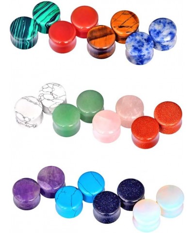 10 Pairs-12 Pairs Natural Stone Ear Plugs Double Flare Saddle Stretching Gauges Expander 2G-5/8 inch 12 pairs of 1/2"(12mm) $...