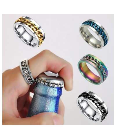 5 PCS Anxiety Ring - Spinner Rings for Women Men Anxiety Relief 6MM Stainless Steel Fidget Rings for Anxiety 9 $5.03 Rings