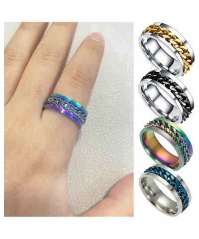 5 PCS Anxiety Ring - Spinner Rings for Women Men Anxiety Relief 6MM Stainless Steel Fidget Rings for Anxiety 9 $5.03 Rings