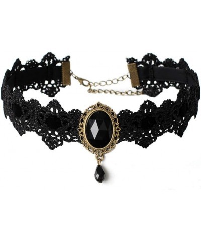 Retro Handmade Choker Necklace for Women Gothic Black Lace Necklace for Halloween Punk Costume Party Royal Court Vampire Chok...