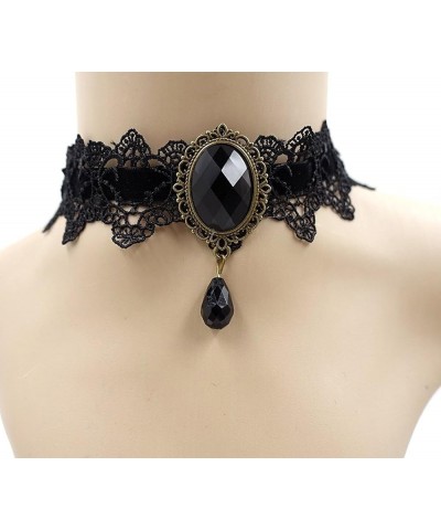 Retro Handmade Choker Necklace for Women Gothic Black Lace Necklace for Halloween Punk Costume Party Royal Court Vampire Chok...