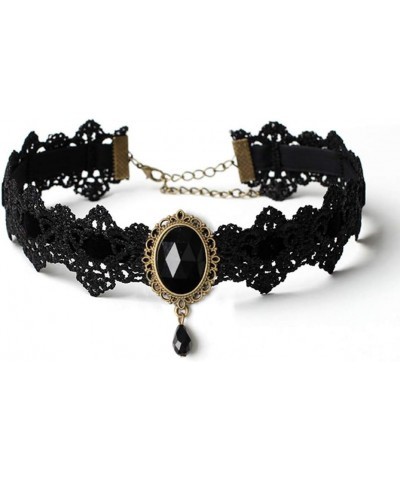 Retro Handmade Choker Necklace for Women Gothic Black Lace Necklace for Halloween Punk Costume Party Royal Court Vampire Chok...