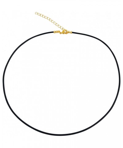 Gold Plated 1.8mm Fine Black Leather Cord Necklace with 2" Extender Chain $8.78 Necklaces