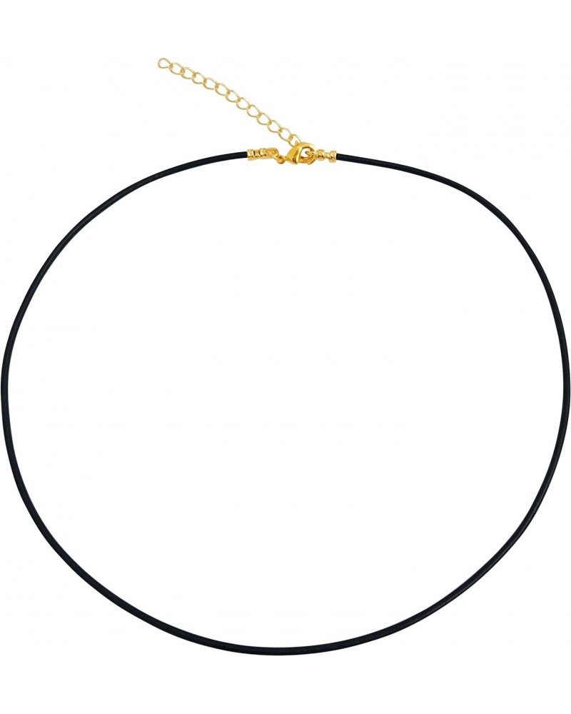 Gold Plated 1.8mm Fine Black Leather Cord Necklace with 2" Extender Chain $8.78 Necklaces