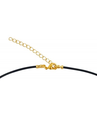 Gold Plated 1.8mm Fine Black Leather Cord Necklace with 2" Extender Chain $8.78 Necklaces