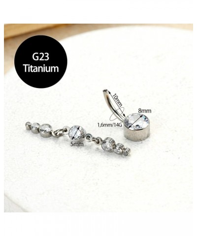 14G 10mm G23 Titanium Internally Threaded 3mm Belly Navel Button Rings Dangling with Sparkly Cubic Zirconia Piercing Jewelry ...