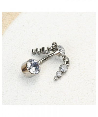 14G 10mm G23 Titanium Internally Threaded 3mm Belly Navel Button Rings Dangling with Sparkly Cubic Zirconia Piercing Jewelry ...