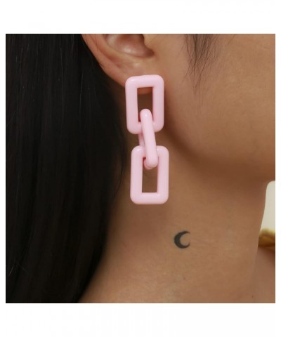 Lightweight Slick Polished Acrylic Rectangle Paperclip Link Chain Earrings Statement Chunky Thick Geometric Resin Link Chain ...