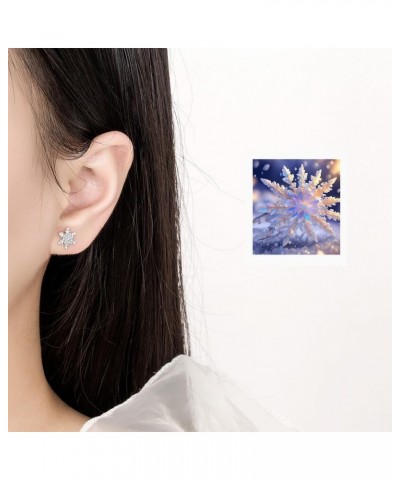 Christmas Snowflake Stud Earrings for Women,Hypoallergenic 925 Silver Tiny Snowflake Earrings Sparkling Rhinestone Snowflake ...