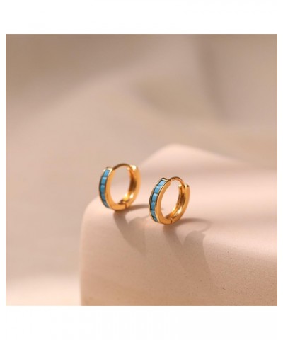 Small Hoop Earrings Cubic Zirconia Diamond Sleeper Cartilage Mini Huggie Hoop Earrings 18K Plated Gold Hypoallergenic Lightwe...