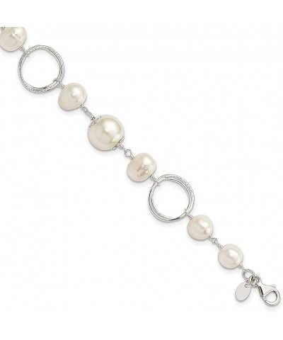 925 Sterling Silver Freshwater Cultured Pearl 8.5 Inch Chain Bracelet Fine Jewelry For Women Gifts For Her $45.31 Bracelets