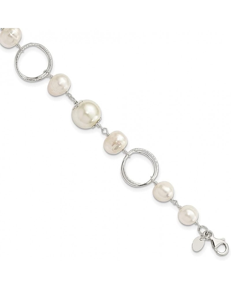 925 Sterling Silver Freshwater Cultured Pearl 8.5 Inch Chain Bracelet Fine Jewelry For Women Gifts For Her $45.31 Bracelets