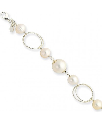 925 Sterling Silver Freshwater Cultured Pearl 8.5 Inch Chain Bracelet Fine Jewelry For Women Gifts For Her $45.31 Bracelets