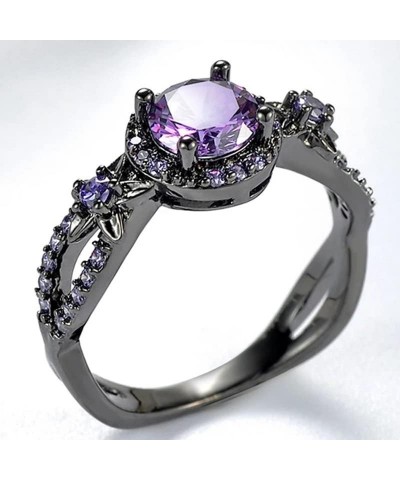 Gothic Black Rings Purple Red Crystal Zircon Diamond Wedding Engagement Ring Size 5-10 8 purple $6.49 Others