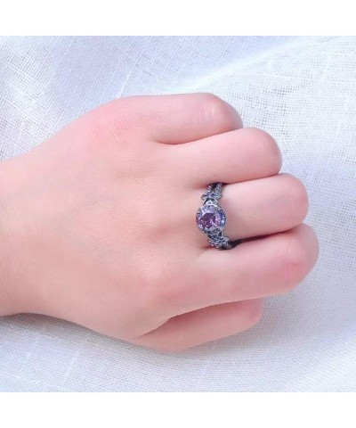 Gothic Black Rings Purple Red Crystal Zircon Diamond Wedding Engagement Ring Size 5-10 8 purple $6.49 Others