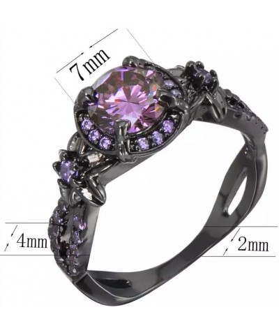 Gothic Black Rings Purple Red Crystal Zircon Diamond Wedding Engagement Ring Size 5-10 8 purple $6.49 Others