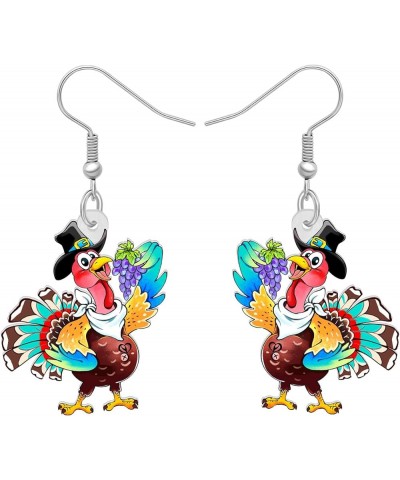 Acrylic Thanksgiving Anime Turkey Chicken Earrings For Women kid Girl Fashion Charm Jewelry Gifts Cartoon Turkey J $6.04 Earr...