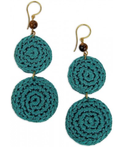 Jasper Double Disc Earrings in Crochet, Dangle Earrings for Women Azure $14.50 Earrings