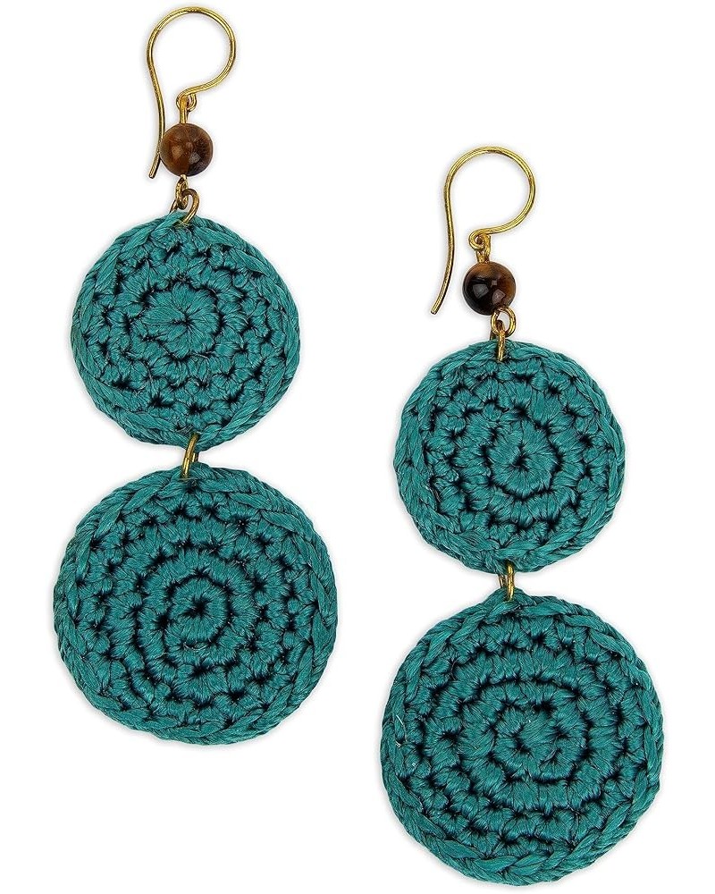 Jasper Double Disc Earrings in Crochet, Dangle Earrings for Women Azure $14.50 Earrings