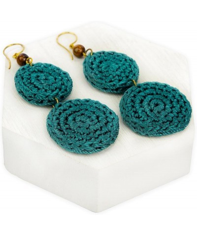 Jasper Double Disc Earrings in Crochet, Dangle Earrings for Women Azure $14.50 Earrings