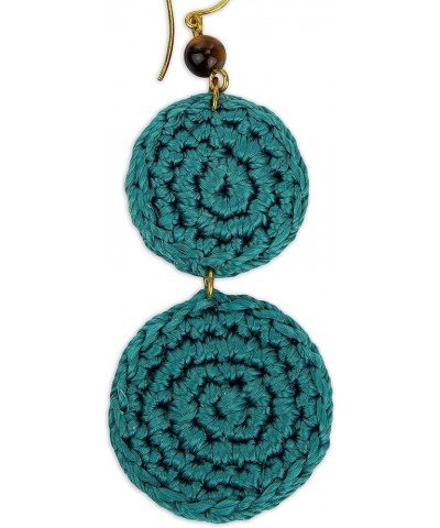 Jasper Double Disc Earrings in Crochet, Dangle Earrings for Women Azure $14.50 Earrings