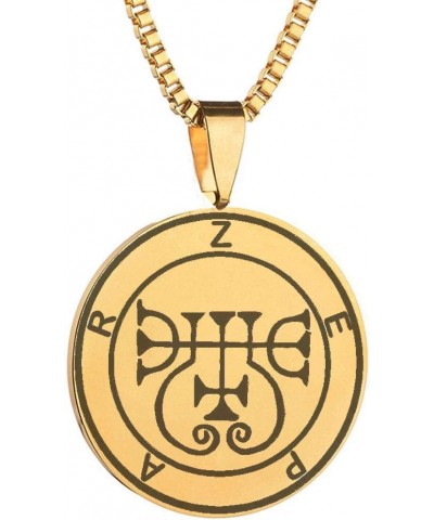 Laser Engraved Demon Zepar Goetic Seal Lesser Key of King Solomon Stainless Steel Pendant Necklace gold tone(stainless-steel)...