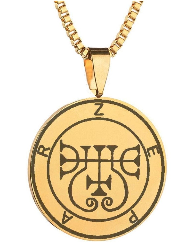 Laser Engraved Demon Zepar Goetic Seal Lesser Key of King Solomon Stainless Steel Pendant Necklace gold tone(stainless-steel)...