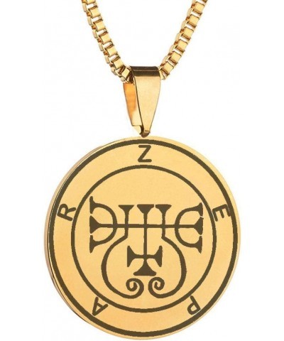 Laser Engraved Demon Zepar Goetic Seal Lesser Key of King Solomon Stainless Steel Pendant Necklace gold tone(stainless-steel)...