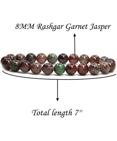 Handmade Gem Semi Precious Gemstone 8mm Round Beads Stretch Bracelet 7" Unisex Rashgar Garnet Jasper $8.11 Bracelets