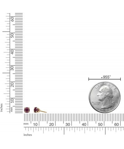 0.20 to 0.70 Carat Round Gemstone Stud Earrings for Women in 14k Yellow or White Gold 4 mm Birthstone Post with Friction Back...