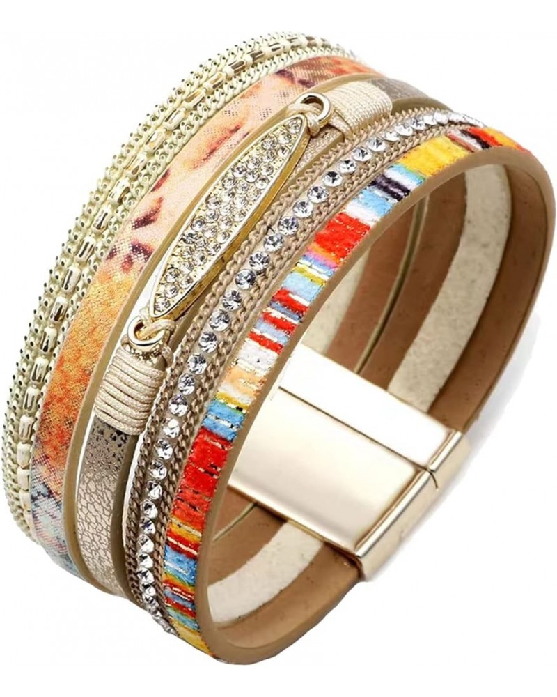 Leather Wrap Bracelets for Women Handmade Braided Boho Multi-Layer Bracelet Wristband Cuff Bangle Birthday Jewelry khaki $6.6...