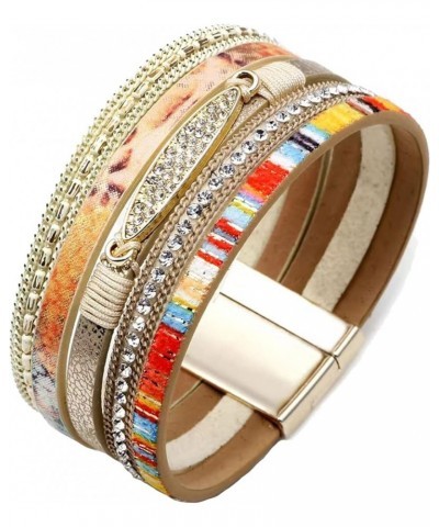 Leather Wrap Bracelets for Women Handmade Braided Boho Multi-Layer Bracelet Wristband Cuff Bangle Birthday Jewelry khaki $6.6...