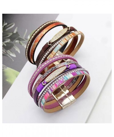 Leather Wrap Bracelets for Women Handmade Braided Boho Multi-Layer Bracelet Wristband Cuff Bangle Birthday Jewelry khaki $6.6...