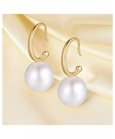 925 Silver Pearl Drop Earrings for Women: 10mm | 11mm White Freshwater Cultured Earrings - CZ Diamond Bow Butterfly Pearl Ear...