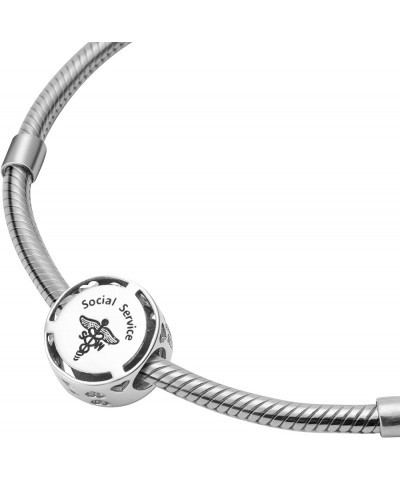 Job Career Professions 925 Sterling Silver Charm Bead For Pandora & Similar Charm Bracelets or Necklaces Social Service Worke...