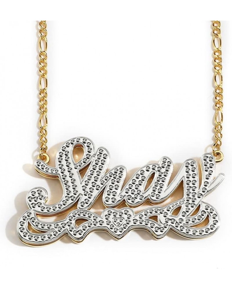 Name Necklace Personalized Name Plate Necklaces Custom Name Necklace for Women Double Plated Name Necklace Gold Name Plate Ne...