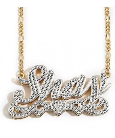 Name Necklace Personalized Name Plate Necklaces Custom Name Necklace for Women Double Plated Name Necklace Gold Name Plate Ne...