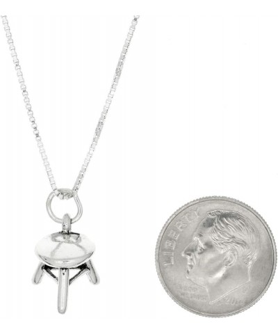 Sterling Silver Three Dimensional Three Legged Stool Charm Necklace -with Options 18.0 Inches $19.80 Necklaces