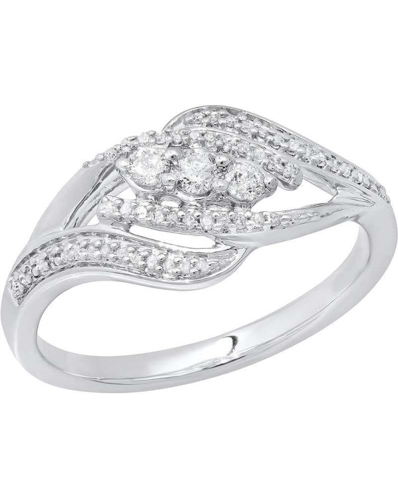 0.25 Carat (ctw) Round White Diamond Swirl 3 Stone Engagement Ring for Women in 925 Sterling Silver 5 $59.65 Rings