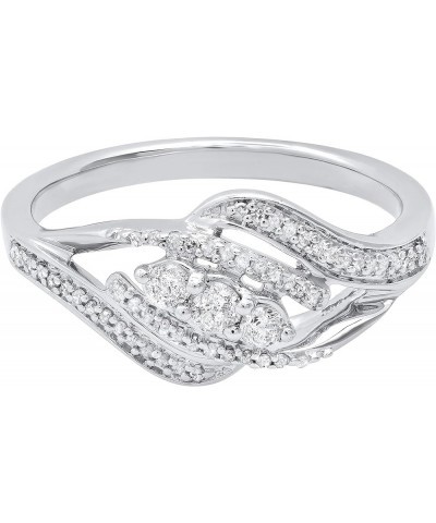 0.25 Carat (ctw) Round White Diamond Swirl 3 Stone Engagement Ring for Women in 925 Sterling Silver 5 $59.65 Rings