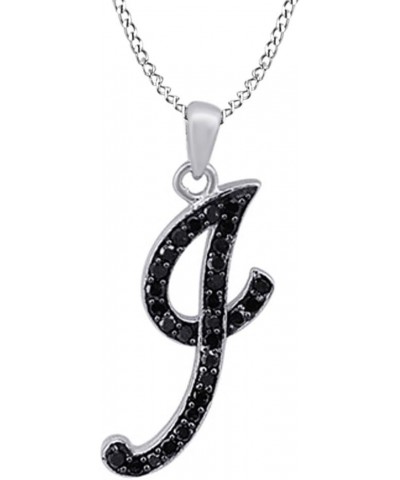 Black Natural Diamond Initial Letter Pendant Necklace in 14k Gold Over Sterling Silver (0.25 Ct) "I" - Initial Pendant $55.75...