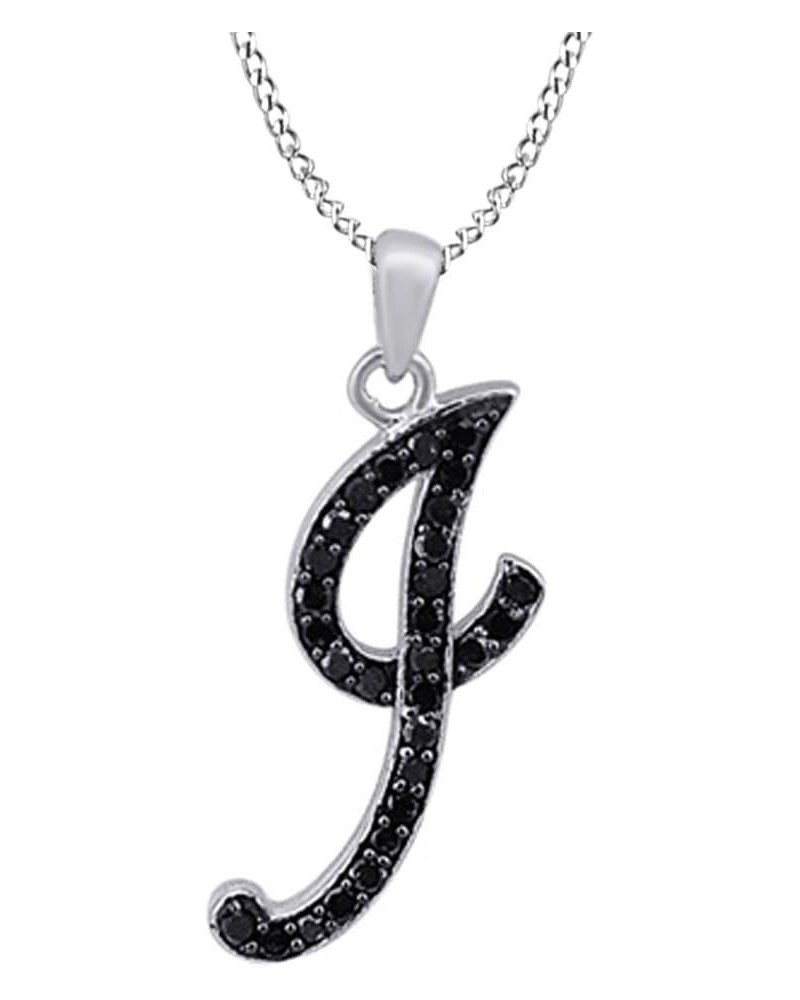 Black Natural Diamond Initial Letter Pendant Necklace in 14k Gold Over Sterling Silver (0.25 Ct) "I" - Initial Pendant $55.75...