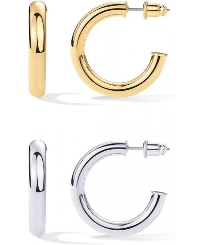 14K Gold Plated Lightweight Chunky Open Hoops for Women | Trendy Gold Hoop Earrings 30 MM Pack $20.57 Earrings