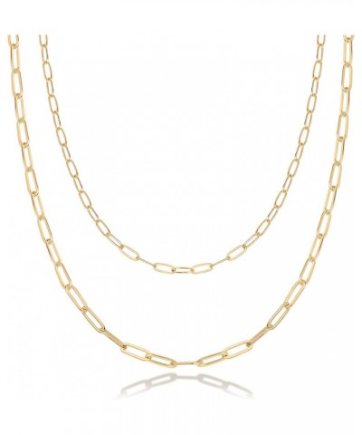 14K Gold Plated Dainty Layering Necklaces for Women | Snake Chain, Curb Link, Paperclip Layered Chains | Trendy Layering Neck...